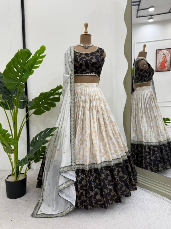 Buy Jacquard Embroidered Lehenga Set with Fancy Georgette Dupatta