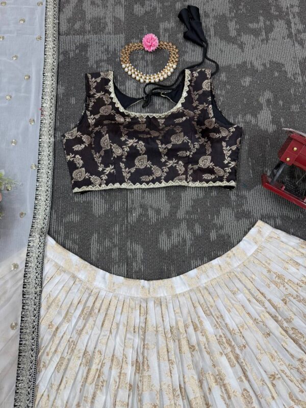 Buy Jacquard Embroidered Lehenga Set with Fancy Georgette Dupatta - Image 4