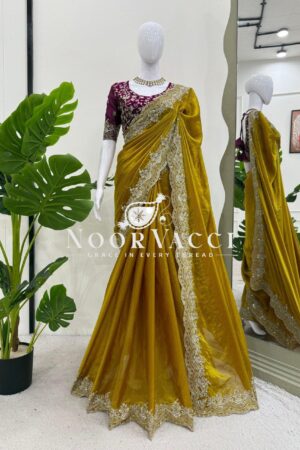 Shop Fendy Silk Designer Saree with Thread & Sequence Embroidery