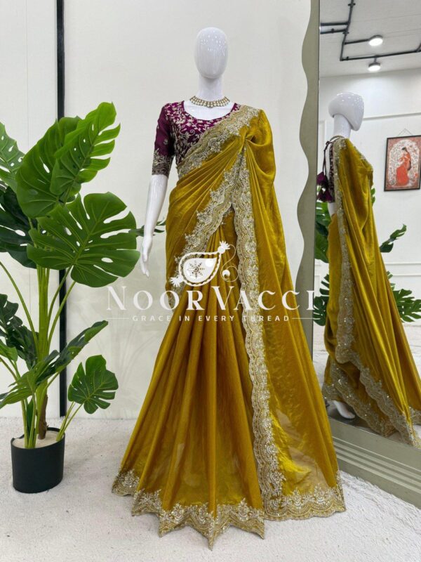 Shop Fendy Silk Designer Saree with Thread & Sequence Embroidery
