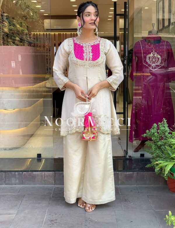 Shop Roman Shimmer Silk Embroidered Co-ord Set for Women - Image 4