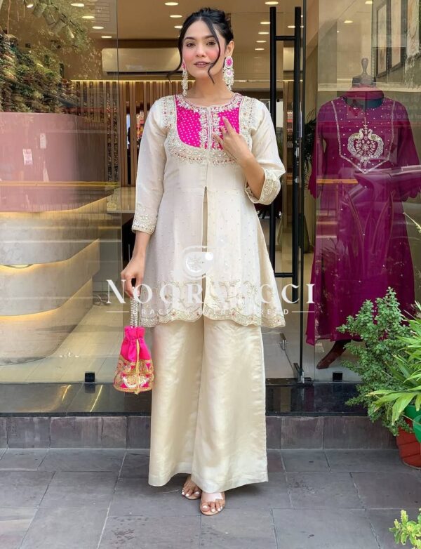Shop Roman Shimmer Silk Embroidered Co-ord Set for Women - Image 6