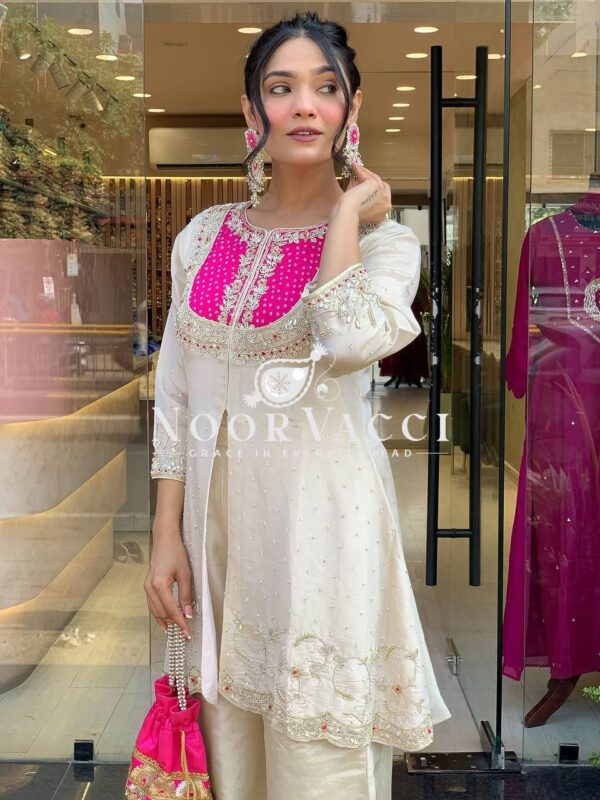 Shop Roman Shimmer Silk Embroidered Co-ord Set for Women - Image 5