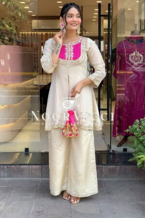 Shop Roman Shimmer Silk Embroidered Co-ord Set for Women