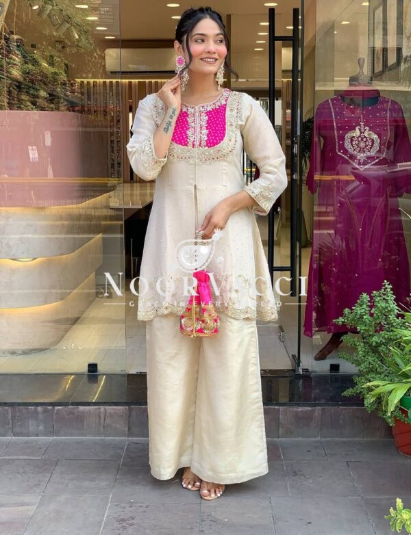 Shop Roman Shimmer Silk Embroidered Co-ord Set for Women