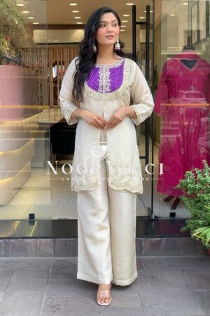 Shop Roman Shimmer Silk Embroidered Co-ord Set for Women