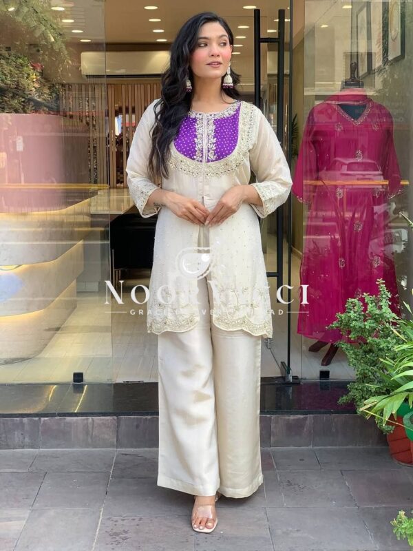 Shop Roman Shimmer Silk Embroidered Co-ord Set for Women