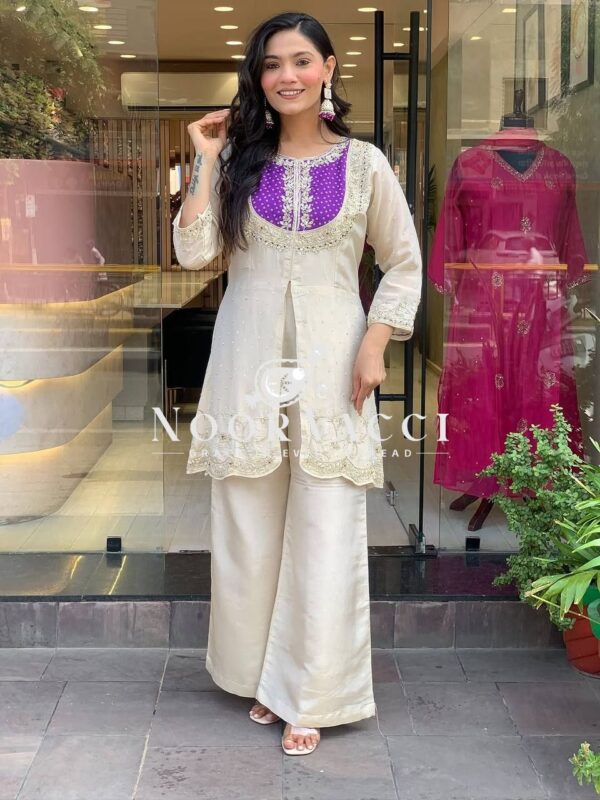 Shop Roman Shimmer Silk Embroidered Co-ord Set for Women - Image 2