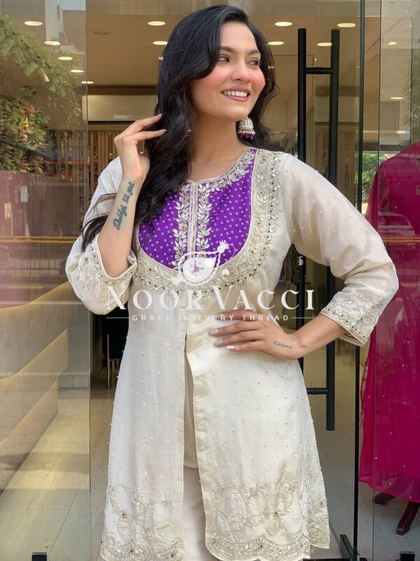 Shop Roman Shimmer Silk Embroidered Co-ord Set for Women - Image 3