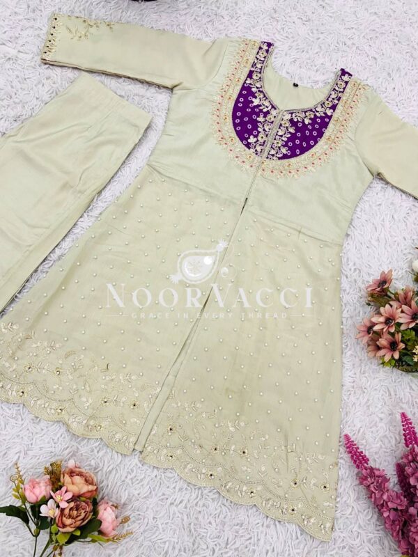 Shop Roman Shimmer Silk Embroidered Co-ord Set for Women - Image 10