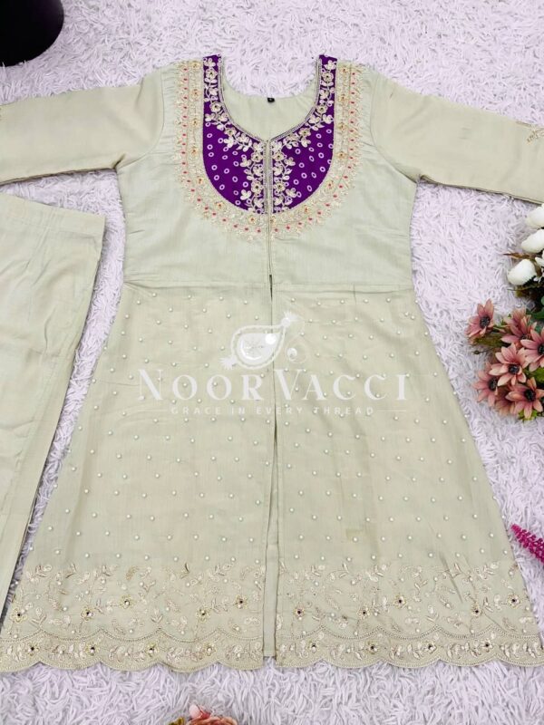 Shop Roman Shimmer Silk Embroidered Co-ord Set for Women - Image 8