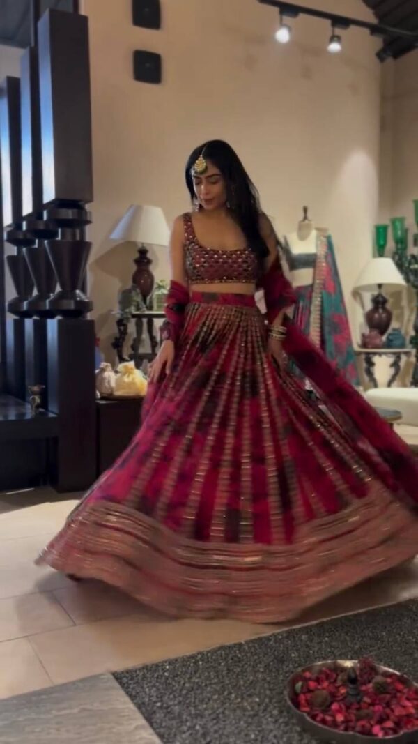 Shop Tabby Organza Embroidered Lehenga Set with Lace Dupatta - Image 4