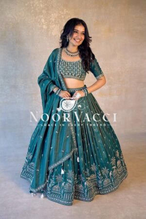 Buy Simmer Silk Embroidered Lehenga Set with Lace Dupatta