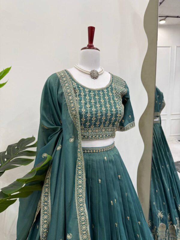 Buy Simmer Silk Embroidered Lehenga Set with Lace Dupatta - Image 5