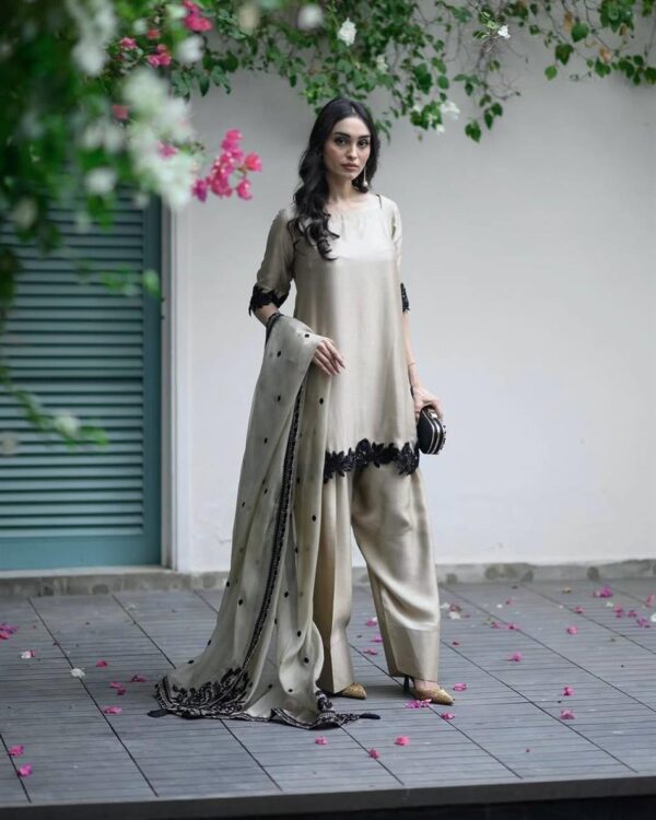 Buy Star Georgette Embroidered Top-Bottom Set with Dupatta
