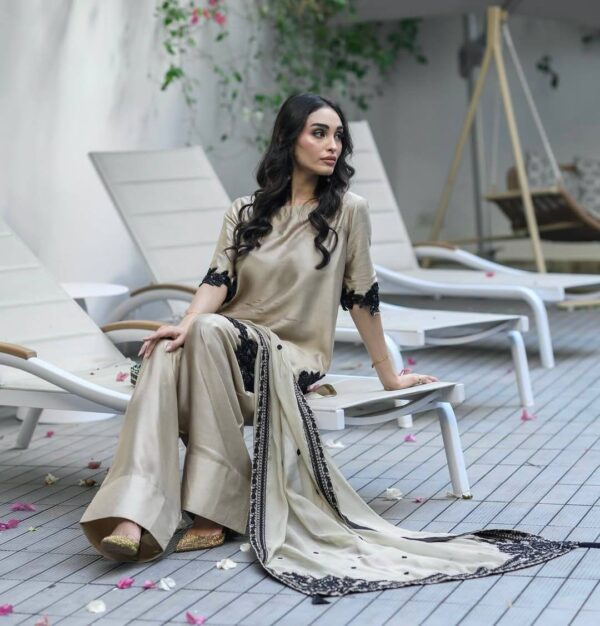 Buy Star Georgette Embroidered Top-Bottom Set with Dupatta - Image 3