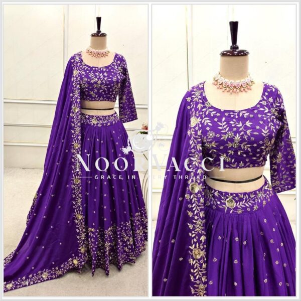 Buy Pure Satin Silk Lehenga Choli Set with Embroidered Dupatta