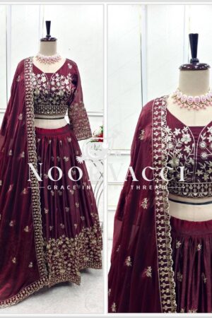 Shop Pure Fendy Silk Embroidered Lehenga Choli Set with Dupatta