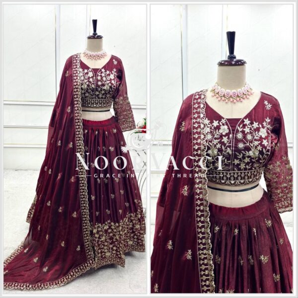 Shop Pure Fendy Silk Embroidered Lehenga Choli Set with Dupatta