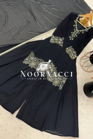Shop Faux Georgette Embroidered Beads Work Top-Sharara Set with Dupatta