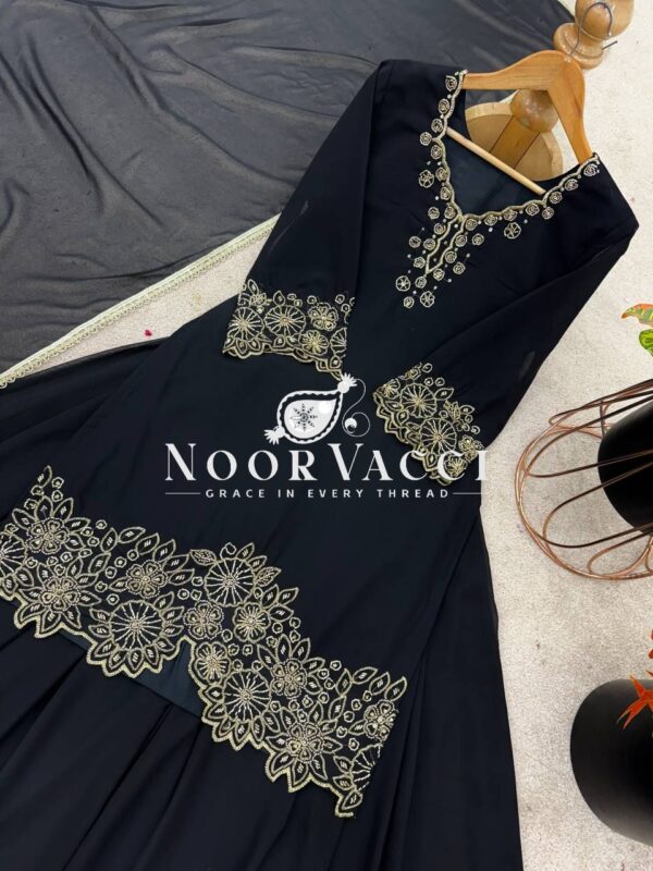 Shop Faux Georgette Embroidered Beads Work Top-Sharara Set with Dupatta - Image 2
