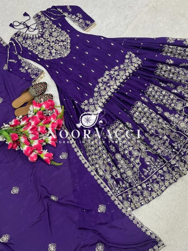 Shop Chinnon Silk Embroidered Lehenga Set with Dupatta - Image 9