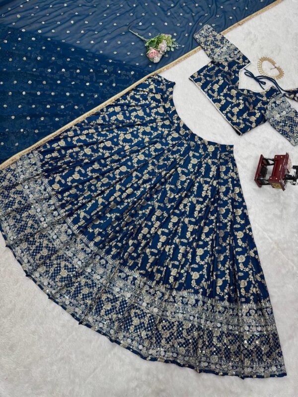 Shop Jacquard Embroidered Lehenga Set with Fancy Lace Dupatta - Image 5