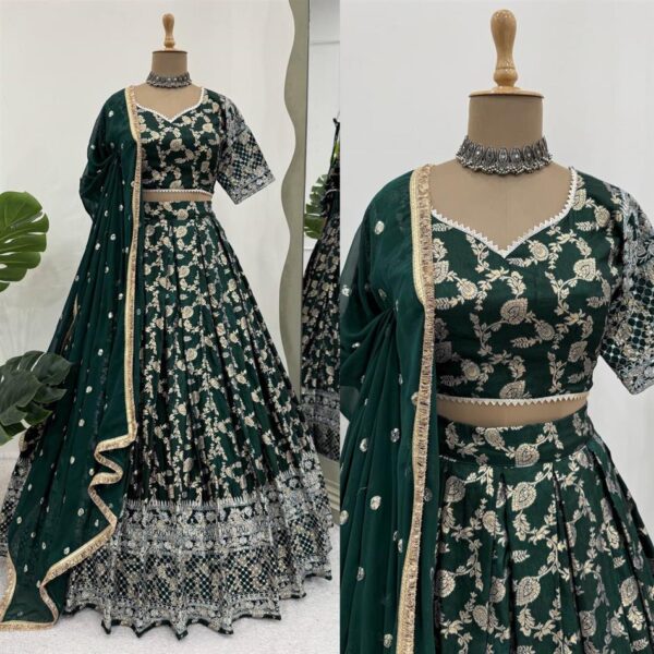Buy Jacquard Embroidered Lehenga Set with Fancy Lace Dupatta