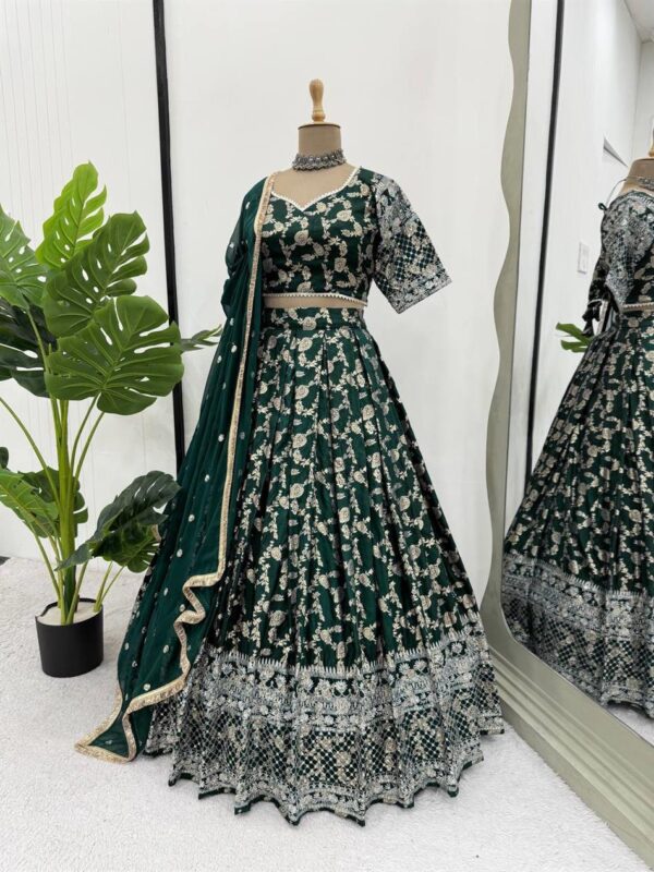 Buy Jacquard Embroidered Lehenga Set with Fancy Lace Dupatta - Image 2
