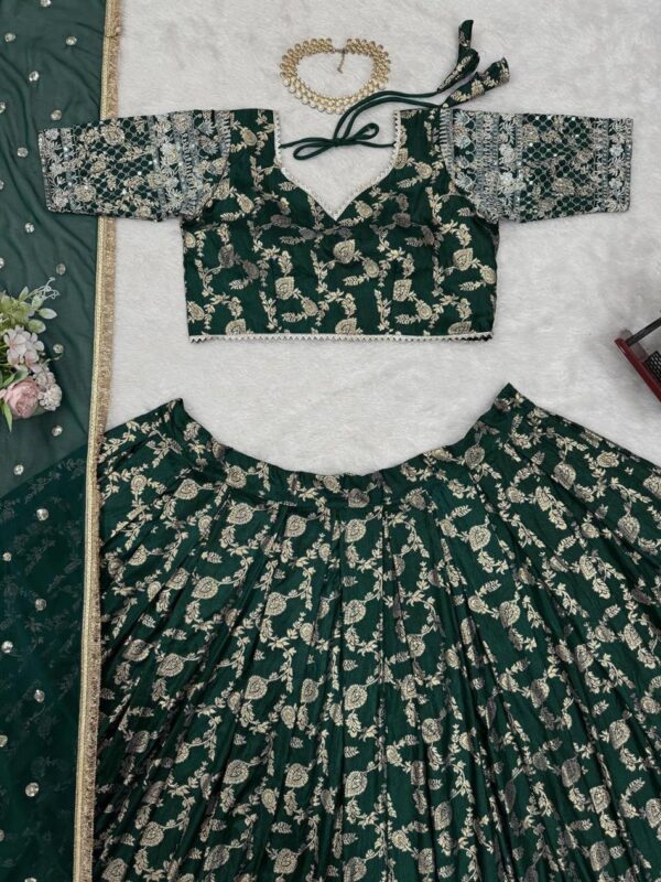 Buy Jacquard Embroidered Lehenga Set with Fancy Lace Dupatta - Image 4