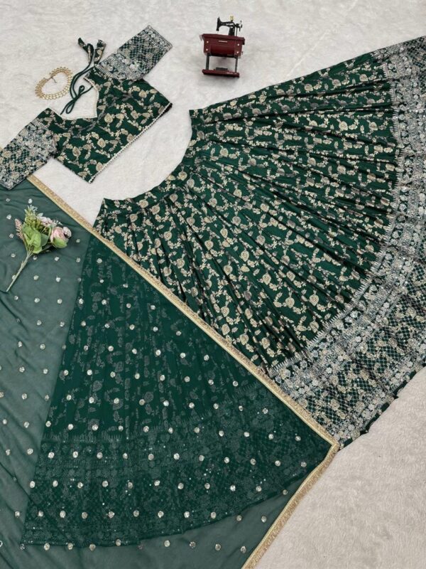 Buy Jacquard Embroidered Lehenga Set with Fancy Lace Dupatta - Image 5