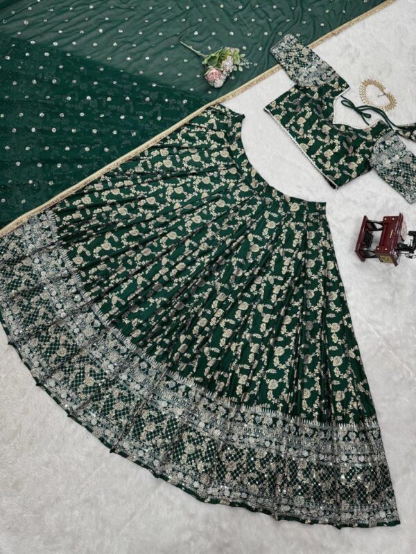 Buy Jacquard Embroidered Lehenga Set with Fancy Lace Dupatta - Image 6