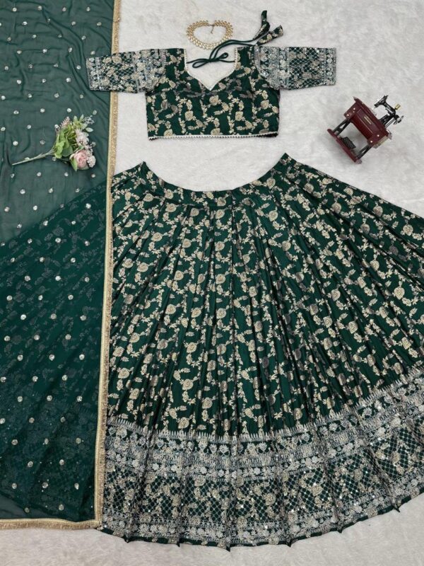 Buy Jacquard Embroidered Lehenga Set with Fancy Lace Dupatta - Image 7