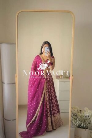 Shop Jacquard Embroidered Lehenga Set with Fancy Lace Dupatta