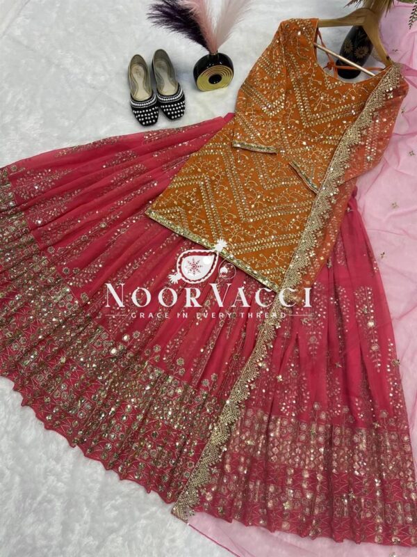 Buy Faux Georgette Embroidered Lehenga Set with Dupatta - Image 4