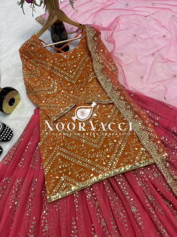 Buy Faux Georgette Embroidered Lehenga Set with Dupatta - Image 5