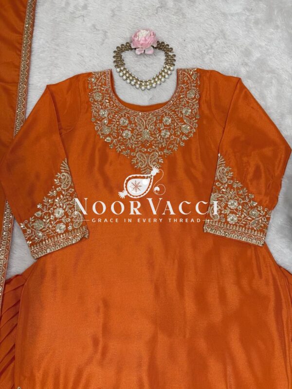 Buy Chinon Silk Embroidered Lehenga Set with Dupatta - Image 4