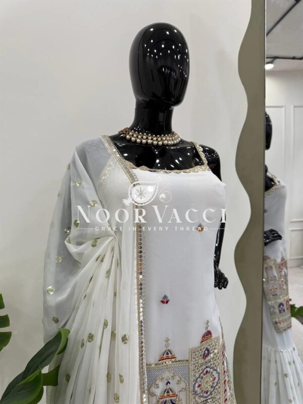 Buy Faux Georgette Thread and Sequence Work Suit with Sharara and Dupatta - Image 9