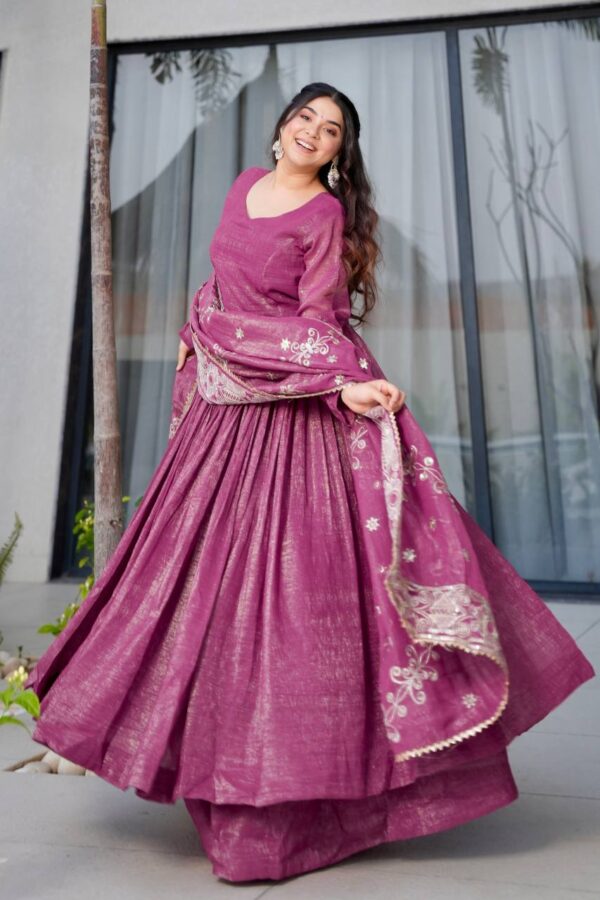 Shop Gold Crazy Embroidered Sharara Suit Set with Dupatta - Image 6