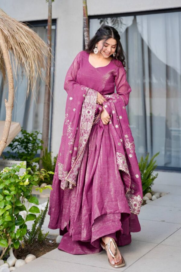 Shop Gold Crazy Embroidered Sharara Suit Set with Dupatta - Image 5