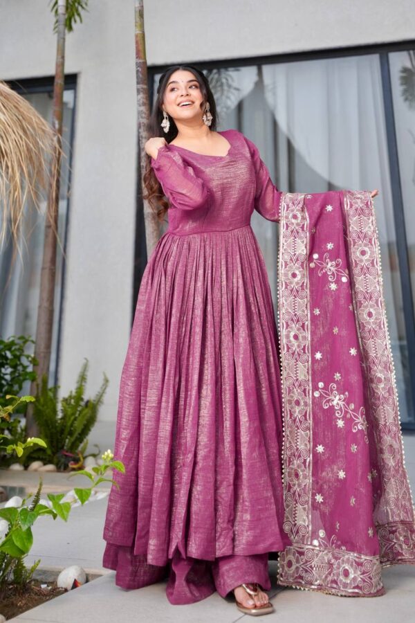 Shop Gold Crazy Embroidered Sharara Suit Set with Dupatta - Image 8