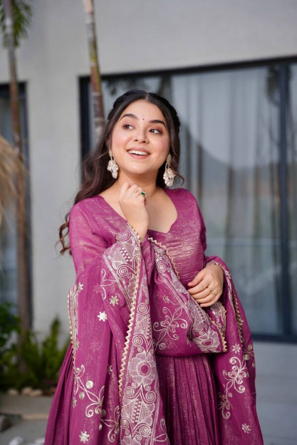 Shop Gold Crazy Embroidered Sharara Suit Set with Dupatta - Image 12