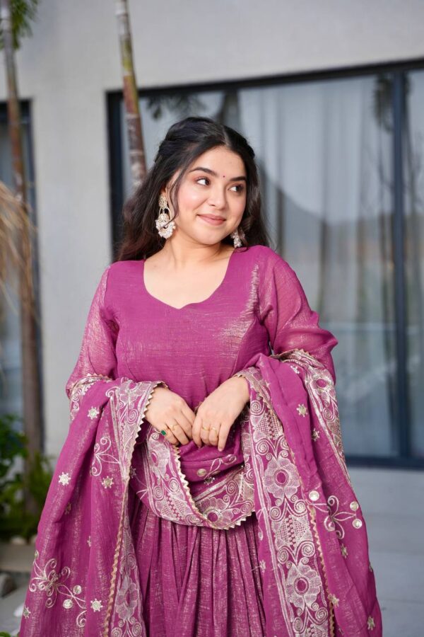 Shop Gold Crazy Embroidered Sharara Suit Set with Dupatta - Image 2
