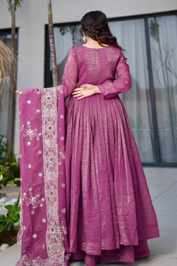 Shop Gold Crazy Embroidered Sharara Suit Set with Dupatta - Image 3