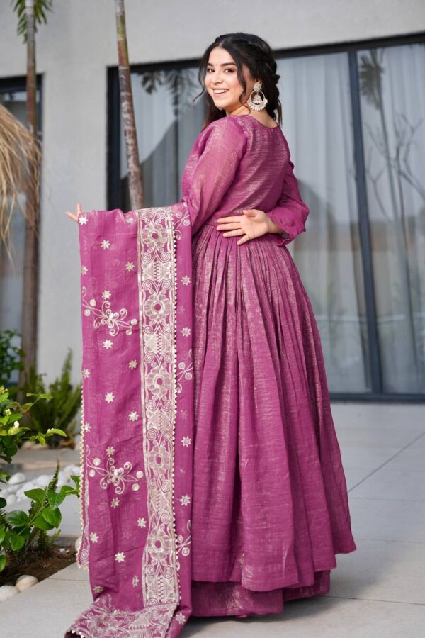 Shop Gold Crazy Embroidered Sharara Suit Set with Dupatta - Image 4