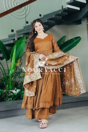 Shop Gold Crazy Embroidered Sharara Suit Set with Dupatta