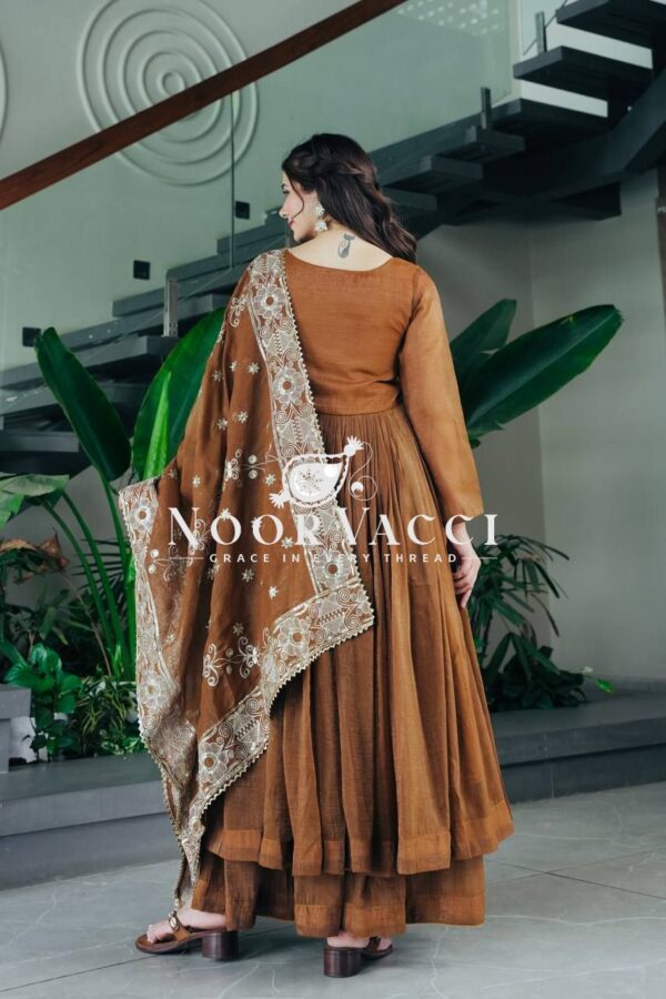 Shop Gold Crazy Embroidered Sharara Suit Set with Dupatta - Image 4