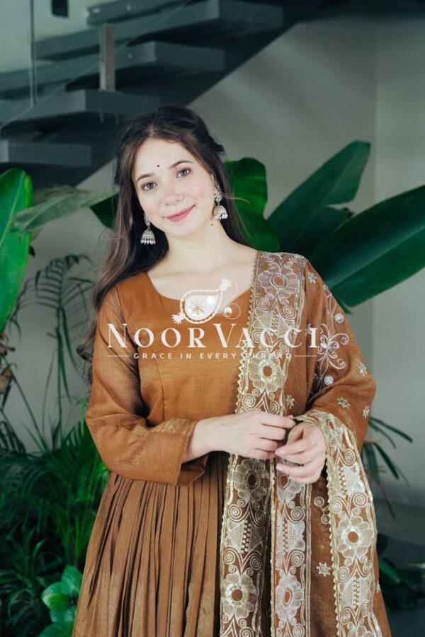 Shop Gold Crazy Embroidered Sharara Suit Set with Dupatta - Image 5