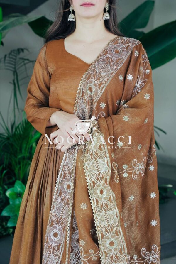Shop Gold Crazy Embroidered Sharara Suit Set with Dupatta - Image 7