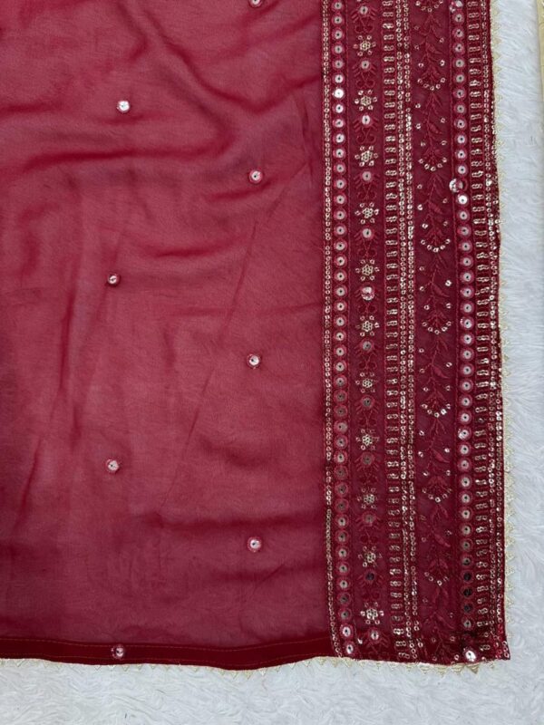 Shop Faux Georgette 9mm Sequence Work Suit with Pant and Dupatta - Image 13